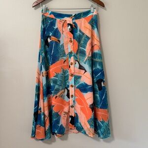 NWT FARM Rio tropical forest midi skirt - size small